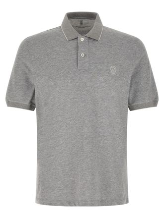 Brunello Cucinelli Gray Cotton Polo Mens Shirt