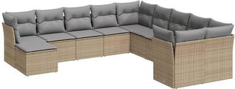 vidaXL Set De Sof&aacute;s De Jard&iacute;n 11pzas Con Cojines Rat&aacute;n Sint&eacute;tico Beige Vidaxl