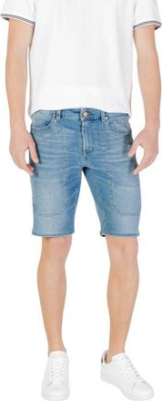 Jeckerson Mens Panelled Denim Shorts - Light Blue Cotton - Size 30 (Waist)