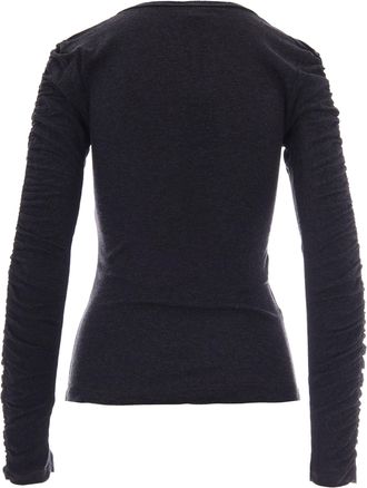 Pinko Womens Knit Jumper Muscari Grey Corvo Cotton Wool Jumpers Sweater