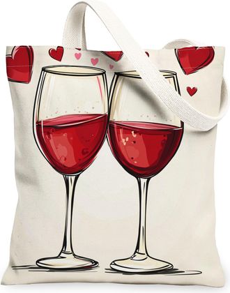 Generic Canvas Tote Bag for Shopping 13x15, Vintage Retro Love Romantic Reusable Grocery Print Bag for Women, Holiday Beach Aesthetic Painting Gift Decor