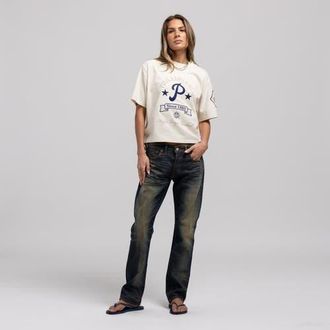 Mitchell & Ness Womens Mitchell & Ness Cream Philadelphia Phillies Cooperstown Yacht Rock Boxy Cropped T-Shirt at Nordstrom, Size Xx-Large