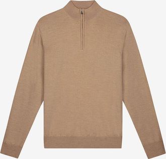 Aurélien Pullover aus extrafeiner Merinowolle mit Stehkragen und Zip Cashwool