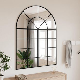 Berkfield Home Wall Mirror Black 100x130 cm Arch Iron