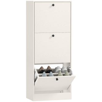 OEM Zapatero Con 3 Puertas Abatibles Estantes Ajustables Y Dise&ntilde;o Compacto 47x28x115 Cm Blanco Veteado