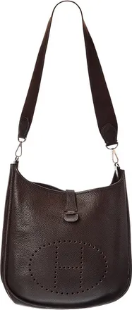 Herm&egrave;s Chocolat Clemence Leather Clemence Messenger Bag (Authentic Pre-Loved)