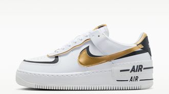 Nike (WMNS) Nike Air Force 1 Shadow White Black Metallic Gold CI0919-125