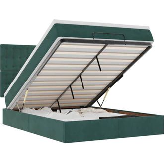 vidaXL Estructura Cama Otomana Colchones Terciopelo Verde Oscuro Vidaxl