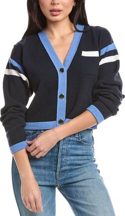 St. John Two Stripe Wool-Blend Cardigan Top