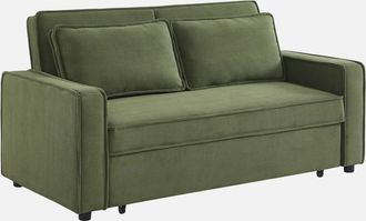 Sweeek Sweeek - Sof&aacute; Cama De Pana De 3 Plazas, Chill, Kaki Oscuro, 172.5x91.5x88.5 Cm