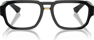 Dolce & Gabbana 55mm Pilot Optical Glasses in Black at Nordstrom