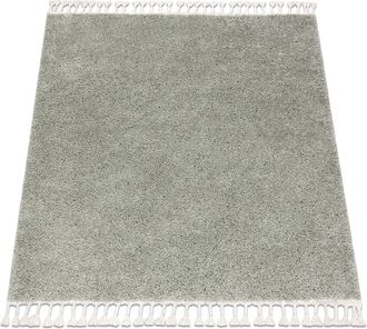 RugsX Rugsx - Alfombra Berber Cuadrado 9000 Verde Franjas Bereber Marroqu&iacute; Shaggy Green 160x160 Cm