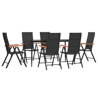 vidaXL Juego Comedor De Jard&iacute;n 7 Piezas Rat&aacute;n Sint&eacute;tico Negro Y Marr&oacute;n Vidaxl
