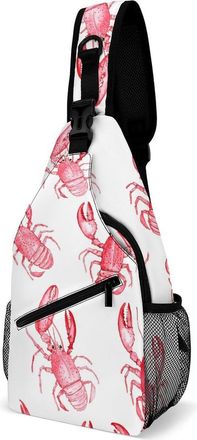 Generic Lobster Pattern Unisex Shoulder Bags Casual Crossbody Chest Bag Sling Backpack for Hiking Cycling Travel