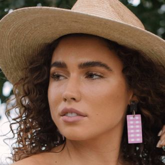 Sunshine Tienda Womens Gingham Earrings In Pink