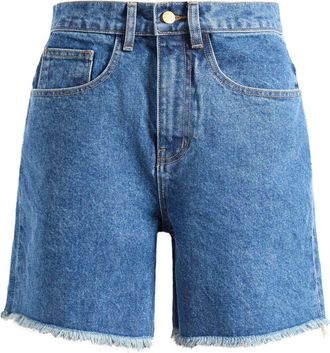 Tanner Fletcher Brad Mid Length Cutoff Denim Shorts in Dark Blue at Nordstrom, Size 28