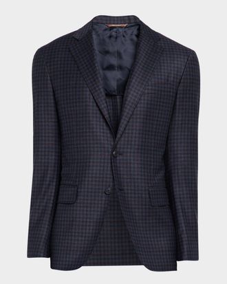 Canali Men & apos;s Gingham Wool Stretch Sport Coat