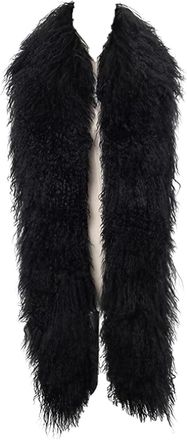 Generic BLACK LADIES WOMAN GENUINE MONGOLIAN SHEEPSKIN LAMB WOOL FUR CURLY SCARF BOA