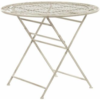 Beliani Beliani - Tavolino da Giardino Bistro Pieghevole &oslash; 90 cm in Metallo Bianco Sporco Bivio