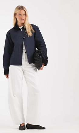 Asos Giacca da campo in velluto a coste a contrasto blu navy