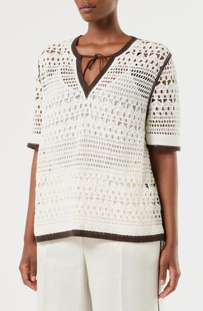 Marina Rinaldi Garza Crochet Sweater in Ivory at Nordstrom, Size Xx-Large
