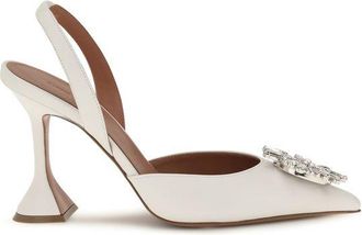Amina Muaddi White Lamb Ovis Aries Aries High Heel Womens Pumps