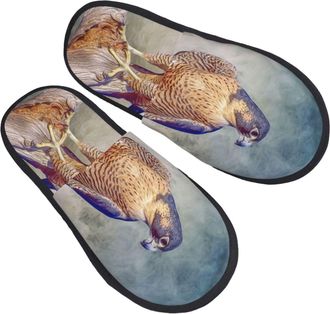 Generic Camping Slippers Peregrine Falcon Falco Warm Fuzzy Slippers Soft Sleepers Winter Indoor Slipper For Casual Travel M