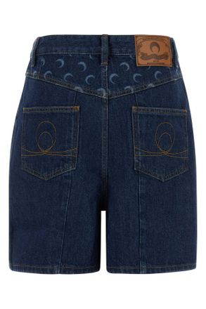 Marine Serre Womens Blue Denim Shorts Bl80midnightblue Exterior: Cotton