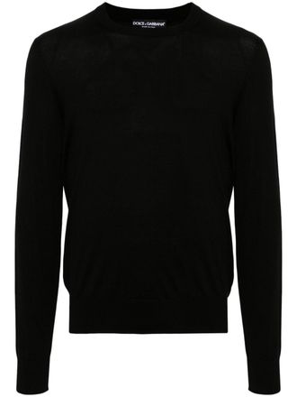 Dolce & Gabbana logo-embroidered silk jumper - Black