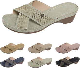 Generic Double Strap Sliders Women Chinese Mesh Slippers Women Black Block Heel Shoe Ladies Black Sandals Size 4 Slippers Mens Size 8 Shoes for Flat Feet Toe 