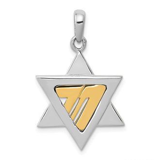 Diamond2Deal 14k Two-tone Gold Star of David Pendant