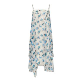 Tory Burch Tory Burch, Midi Dresses, female, Blue, Size: XS Printed Silk Dress