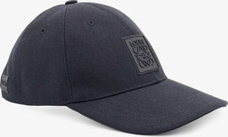 Loewe Mens Cotton Hat With Anagram Logo Patch Black