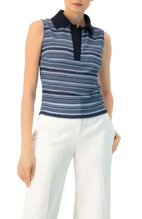 Ivonne Sleeveless Knitted Polo with Collar in Blue at Nordstrom, Size Medium