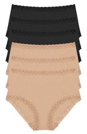 Natori Bliss Supima Cotton Full Brief 6-Pack in Black/blck/blck/cafe/cafe/cafe at Nordstrom, Size Xx-Large