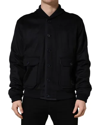 Dolce & Gabbana Black Cashmere Knitted Button Down Mens Jacket