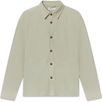 Frame Denim Suede Button-Up Shirt in Moss Green at Nordstrom, Size Xx-Large