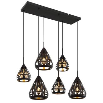 Netlighting Hassan Cluster Pendant Ceiling Light Matt Black 6x E27