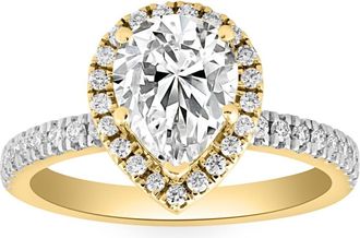 Pompeii3 2 1/2Ct Pear Shape Diamond Lab Grown Engagement Ring White Yellow or Rose Gold
