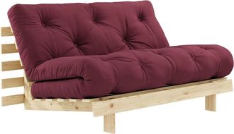 Karup Design Roots Schlafsofa, 140 x 200 cm, Kiefer natur / bordeaux (710)