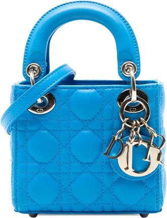 Dior 2021 Micro Cannage Lady Dior lamsleren tas - Blauw