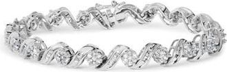 House of Brilliance 14K White Gold 2.00 Cttw Diamond Cluster and Spiral Link Bracelet at Nordstrom
