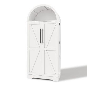 Urban Meuble Vitrina de cocina arqueada blanca con puertas en x y puerta
