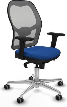 Piqueras y Crespo Piqueras Y Crespo - Jorquera Sincro Malla Gris Similpiel Azul Brazos 2d Base Aluminio Ruedas 65mm Engomada