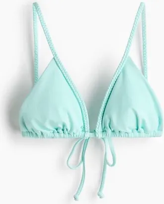 H&M Padded Triangle Bikini Top in Light Turquoise at Nordstrom