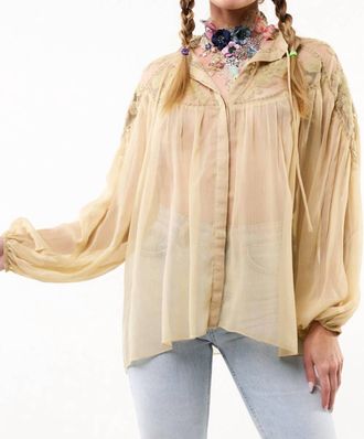 Aratta Camellia Embroidered Chiffon Blouse In Champagne