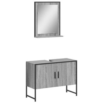vidaXL Vidaxl - Set De Muebles De Ba&ntilde;o 2 Pzas Madera De Ingenier&iacute;a Gris Sonoma