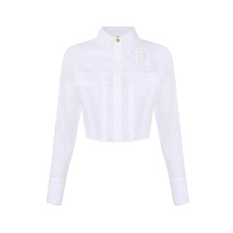 Elisabetta Franchi Dames, Blouses & Shirts, Wit, Maat: 2XL Katoen