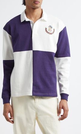 Bode Grandfather Colorblock Polo in Navy/White at Nordstrom, Size X-Large