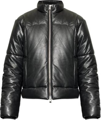 AllSaints Furse Boxy Puffer Jacket - Heren - Leren en Su&egrave;de Jassen - Zwart - XL - Leer - Jassen